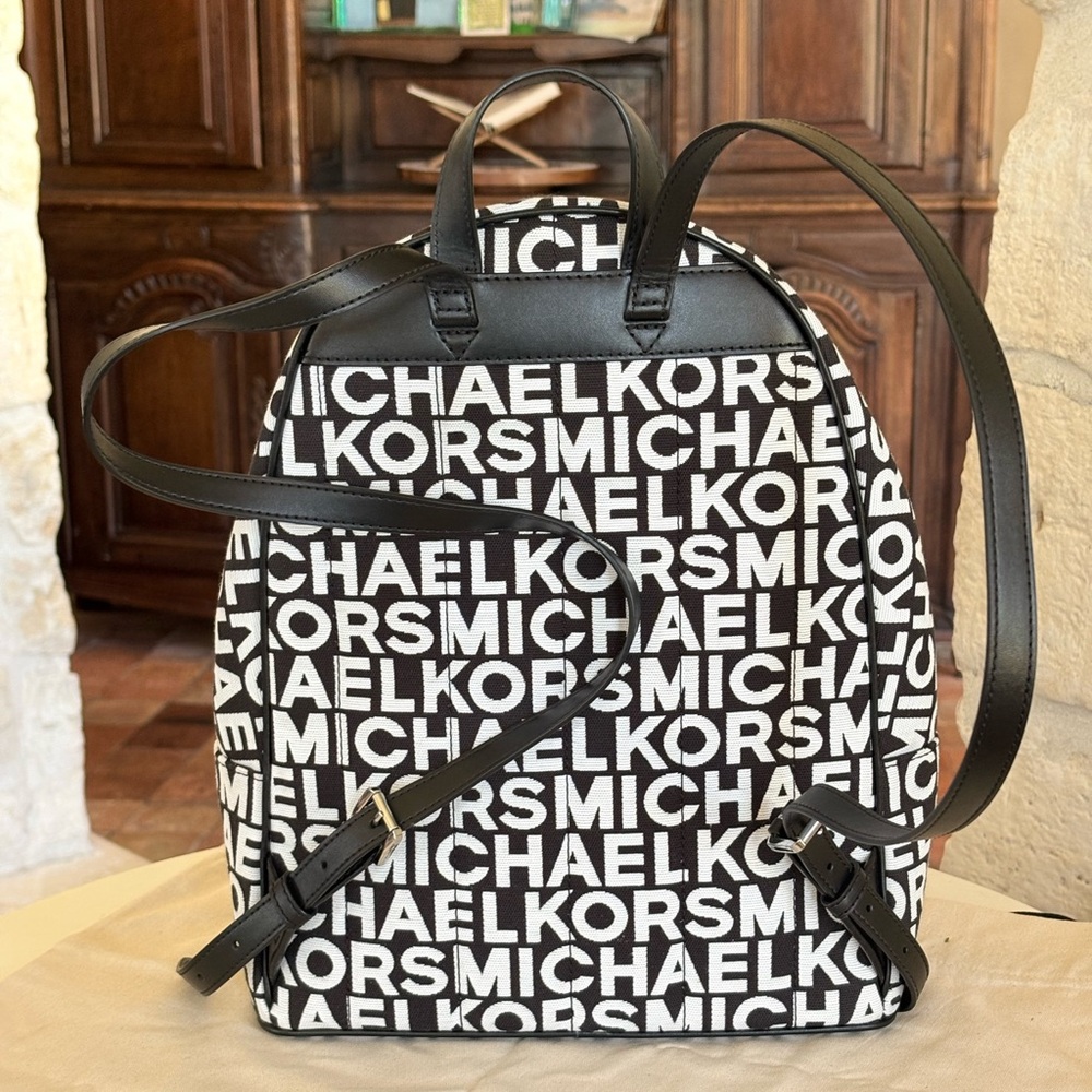 Michael Kors Monogram Black and White Men's Backpack - Picture 7 of 11